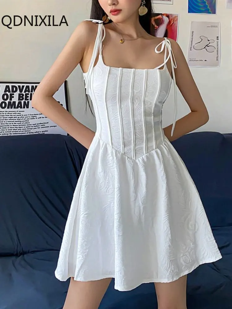 

Dresses for Women 2023 New In Party Dresses Summer Dress Fashionable and Sexy Spicy Girl Low Cut Backless Slip White Dress