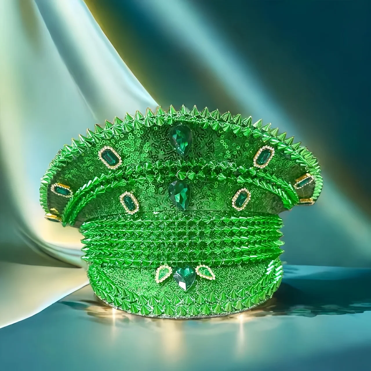 Festival Captain Hat Green Burningman Steampunk Rhinestone  display picture 1