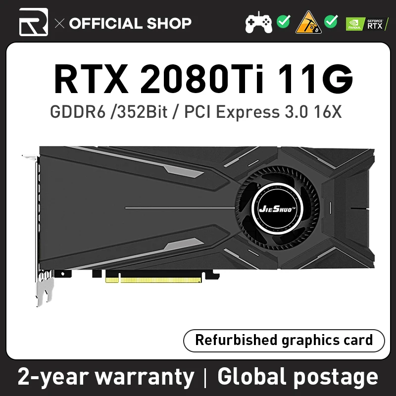 Jieshuo Rtx 2080Ti 11Gb 352Bit Gddr6 Turbofan Nvidia Rtx 2080 Ti Series 8Pin + 8Pin Rtx 2080 Ti 11G Scheda Grafica Del Computer