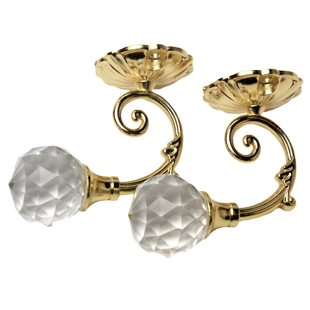 Metal Crystal Glass Curtain Holdback 2pcs Wall Tie Back Hooks Hanger Holder Window Accessories
