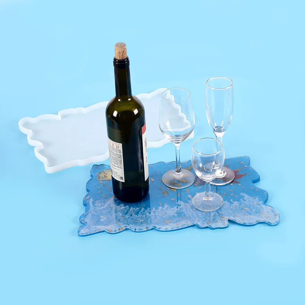 

The wavy lace made of large rectangular silica gel mold epoxy resin can be used for fruit wine glass tray art supplies