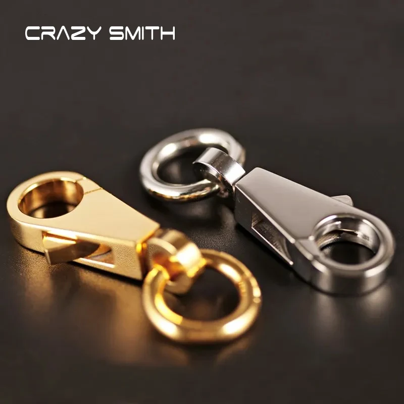 Set 7 Portachiavi In Acciaio Inox Con Moschettone E Girello 360° – Per Chiavi, Fai Da Te, Zaino, Collari – 55mm