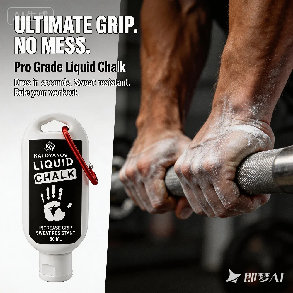 50ml Flüssigkreide mit Karabiner, Rutschfestes Magnesiumpulver für Fitness, Gewichtheben, Klettern, CrossFit, Schnell Trocknender Grip – Detail 1