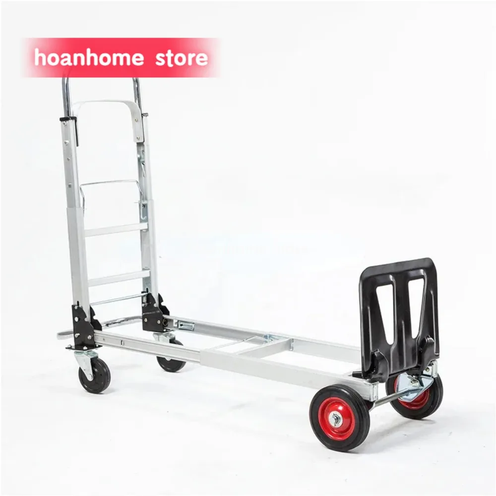 

100kg luggage cart folding cart Household telescopic push-pull manual folding silent heavy-duty shopping cart.