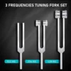 Tuning Fork Set (128Hz, 256Hz, 512Hz) of 3 Pack,Tuning Forks with Reflex Hammer for Sound Healing Sound Vibration Tools 5