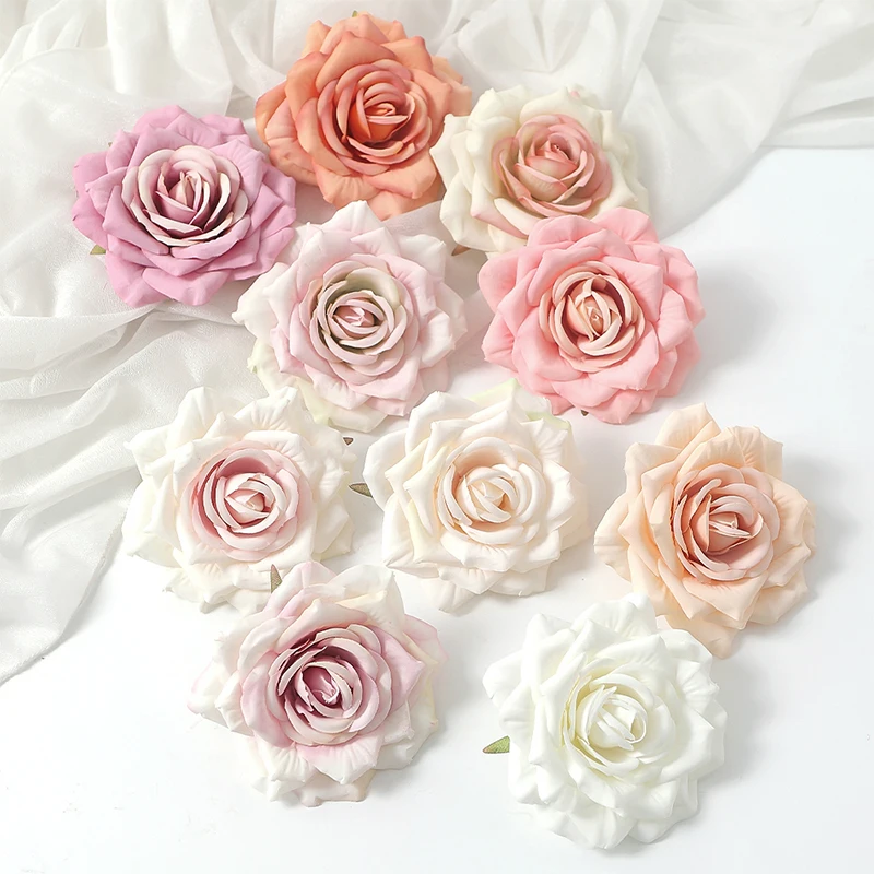 3/5 Stücke 10 cm Rosen Künstliche Blume Hause Raumdekoration Weihnachtskränze Hochzeit Braut Zubehör Blumen Wandzubehör – Detail 6