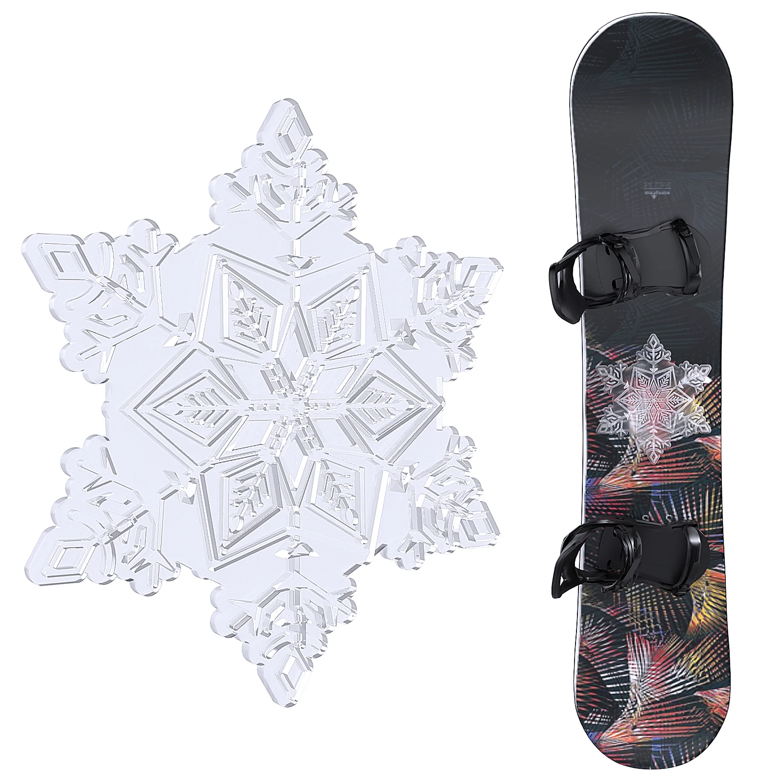 3DClearSnowflakeSnowboardingStompPadPVCAntiSlipStompPadfor