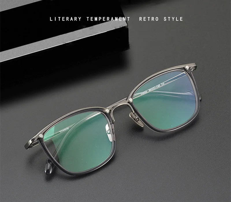 Persönlichkeit Design Titan Brille Rahmen Männer Frauen Vintage Platz Brillen Optische Blau Licht Brillenfassungen – Detail 2
