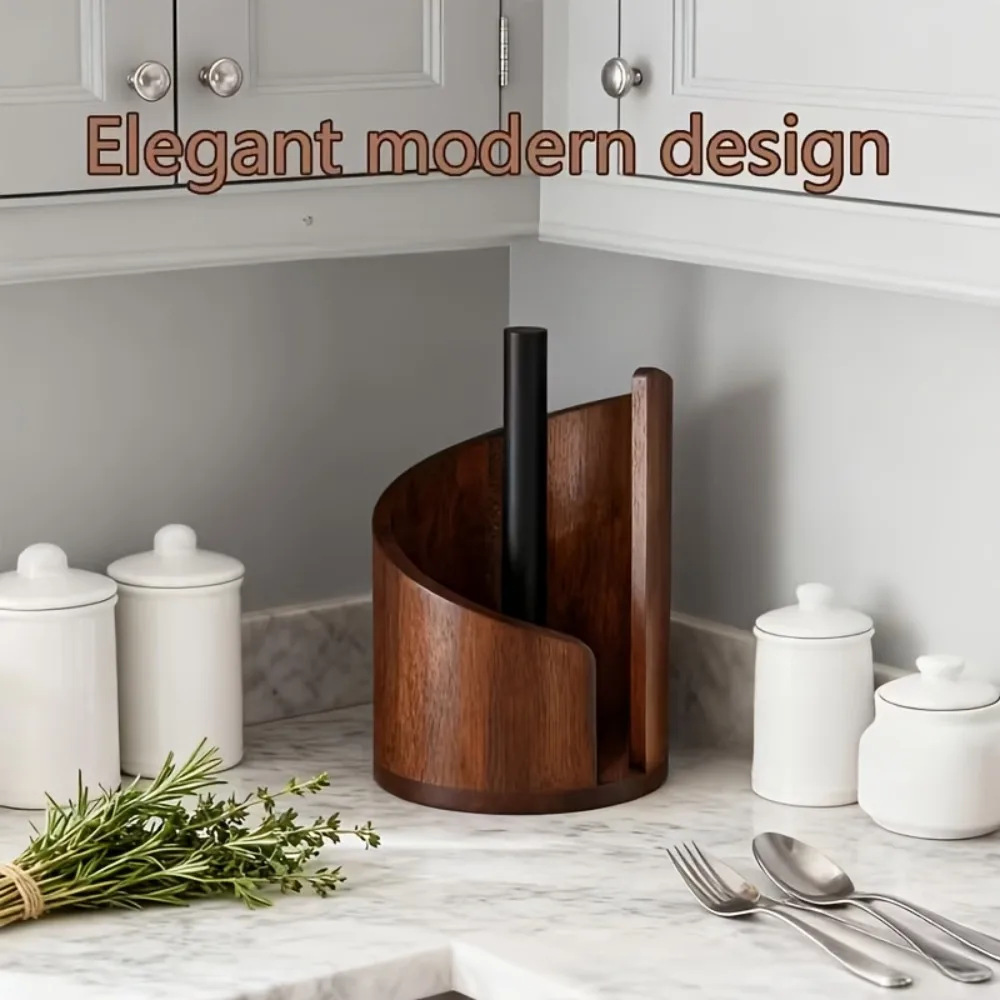 Farmhaus-Stil Küchenrollenhalter aus Rustikalem Holz für Küchenorganisation Perfekte Geschenkidee für Feiertage und Einweihungsfeiern – Detail 1