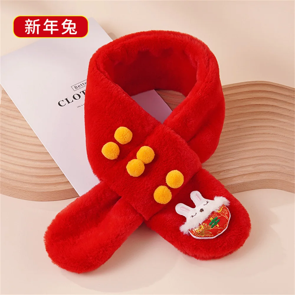 Autumn Winter Soft Plush Children Scarf Cute Cartoon Girl Baby Thick Warm Scarf Outdoor Kids Neckerchief Baby Accessories