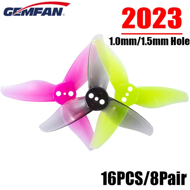 16PCS/8Pairs GEMFAN Hurricane 2023 3-Blade 2 Inch Propeller 3 Holes 1.0mm/1.5mm Center Hole Diameter for RC Toothpick FPV Drone 1