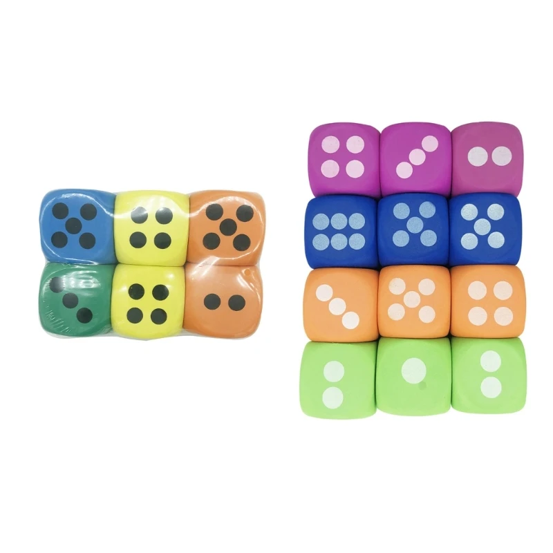 

Foam Six Sided Dices Set Bulk Pack of 6/12Pcs Large Assorted Colorful EVA Foam Dices Cubes with Number Dots Use for Kids