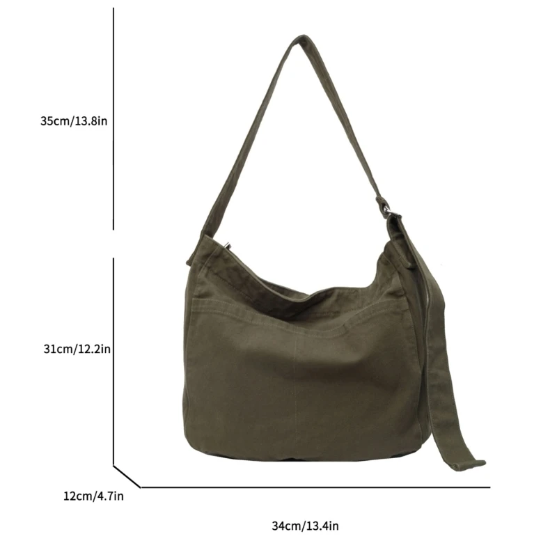 Bag Canvas Crossbody Bag Solid Color School Book Bag for Girl Student E74B