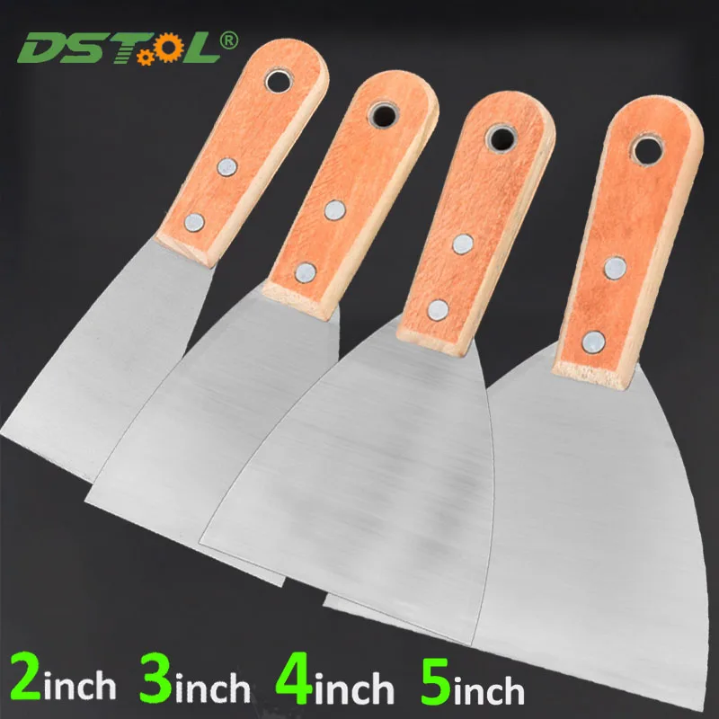 Putty Knife Wood Handle Iron Blade Drywall Plastering Scraper Shovel Construction Tool 2/3/4/5Inch Cleaning Scraper Blade Shovel putty knife scraper drywall spatula