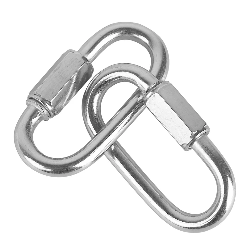 12 Pcs Quick Link M4 4MM Stainless Steel Chain Connector,Heavy Duty D Shape Locking Looks For Carabiner, Max.Load 500 Lb