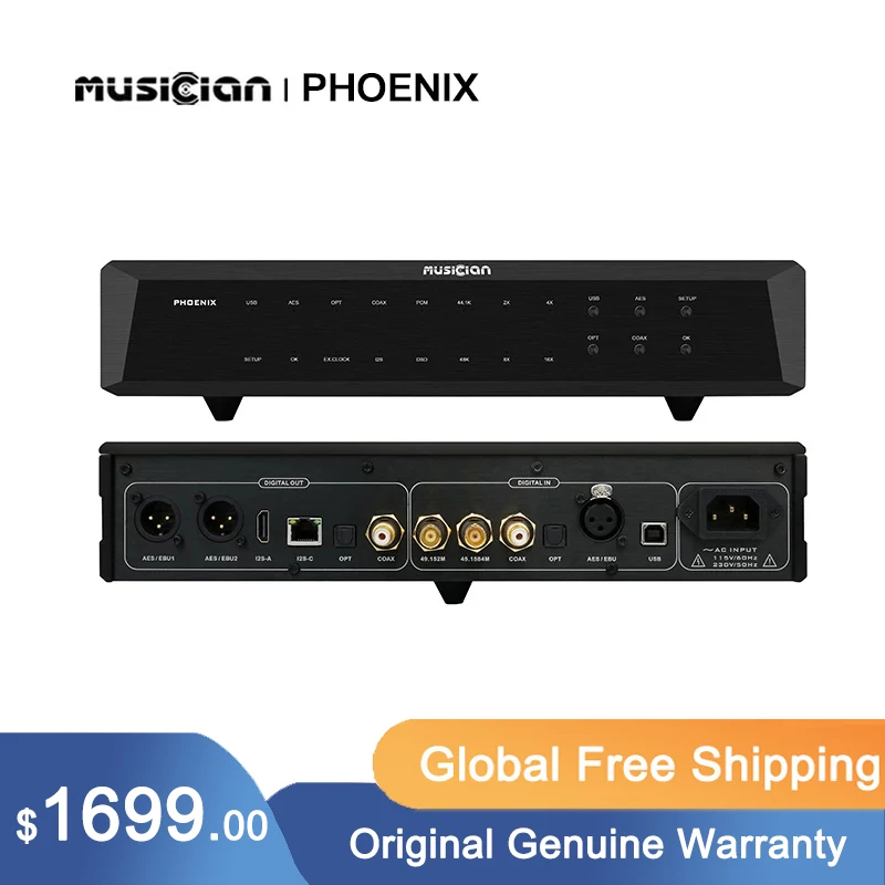 

MUSICIAN PHOENIX High Performance DSD Digital interface FPGA DSP ARM STM32F446 OCXO Multiple Input EMP240 DAC chip I2S interface