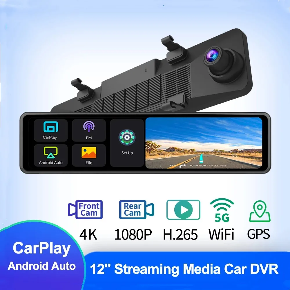 Mirror Dash Cam Wireless CarPlay & Android Auto, 11.26 Dash Cam Front and  Rear Backup Camera Rear View Mirror Smart Screen for Cars & Trucks Night