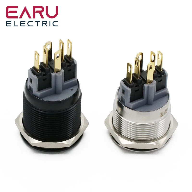 Buy 22mm Ring Light Push Button Switch With Blue Indicator 22mmリングメタルプッシュボタンスイッチ 12V 24V 220V(Power-BL-G,12-24V)