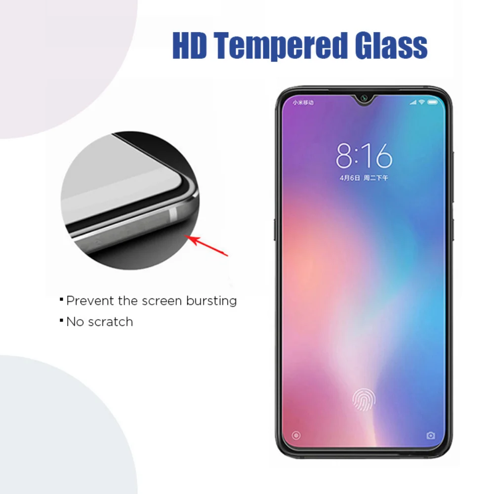 Закаленное защитное стекло с полным покрытием для Xiaomi Mi8 8Lite 8Pro Mi9 Mi9T Mi10 C3 M2, 2 шт. (art.: 3920bf8895cc2) - 3920bf8895cc2
