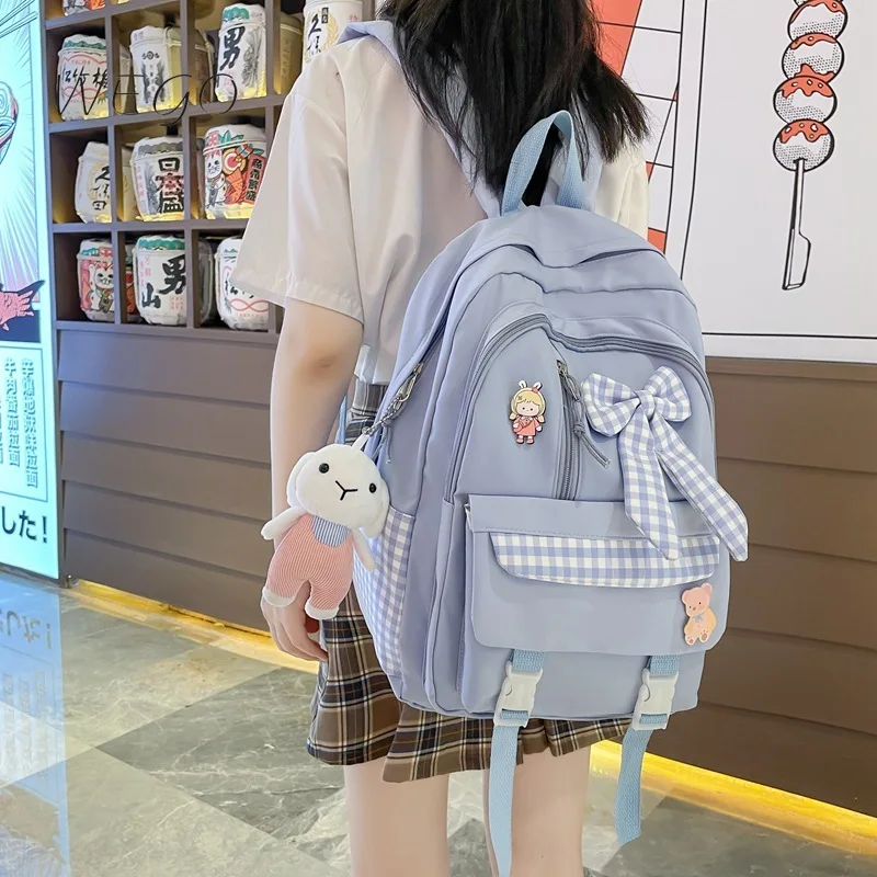 

Cute Schoolbag Women's New Junior High Bow Schoolbags Student Backpack 15 Inches Large Capacity Casual Back Pack