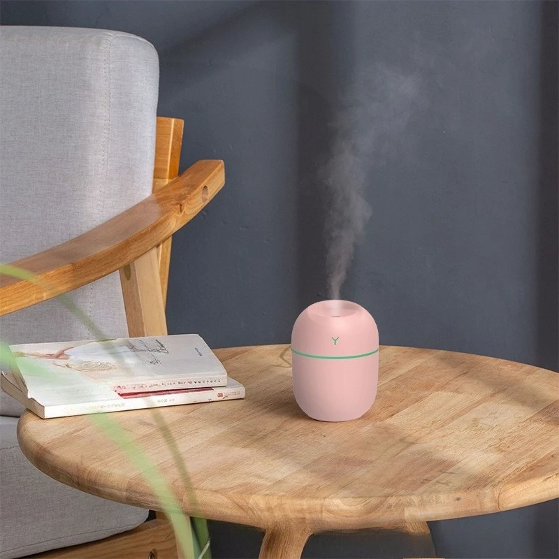 Portable USB Humidifier with LED Lights, Quiet Cool Mist Diffuser for Bedroom, Office, Home