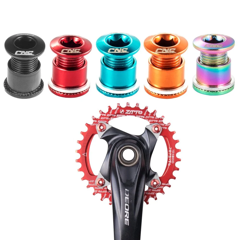CNC 자전거 체인링 볼트, MTB 로드 바이크, 싱글, 더블 체인 링 나사, 크랭크셋 휠 볼트, 5 개