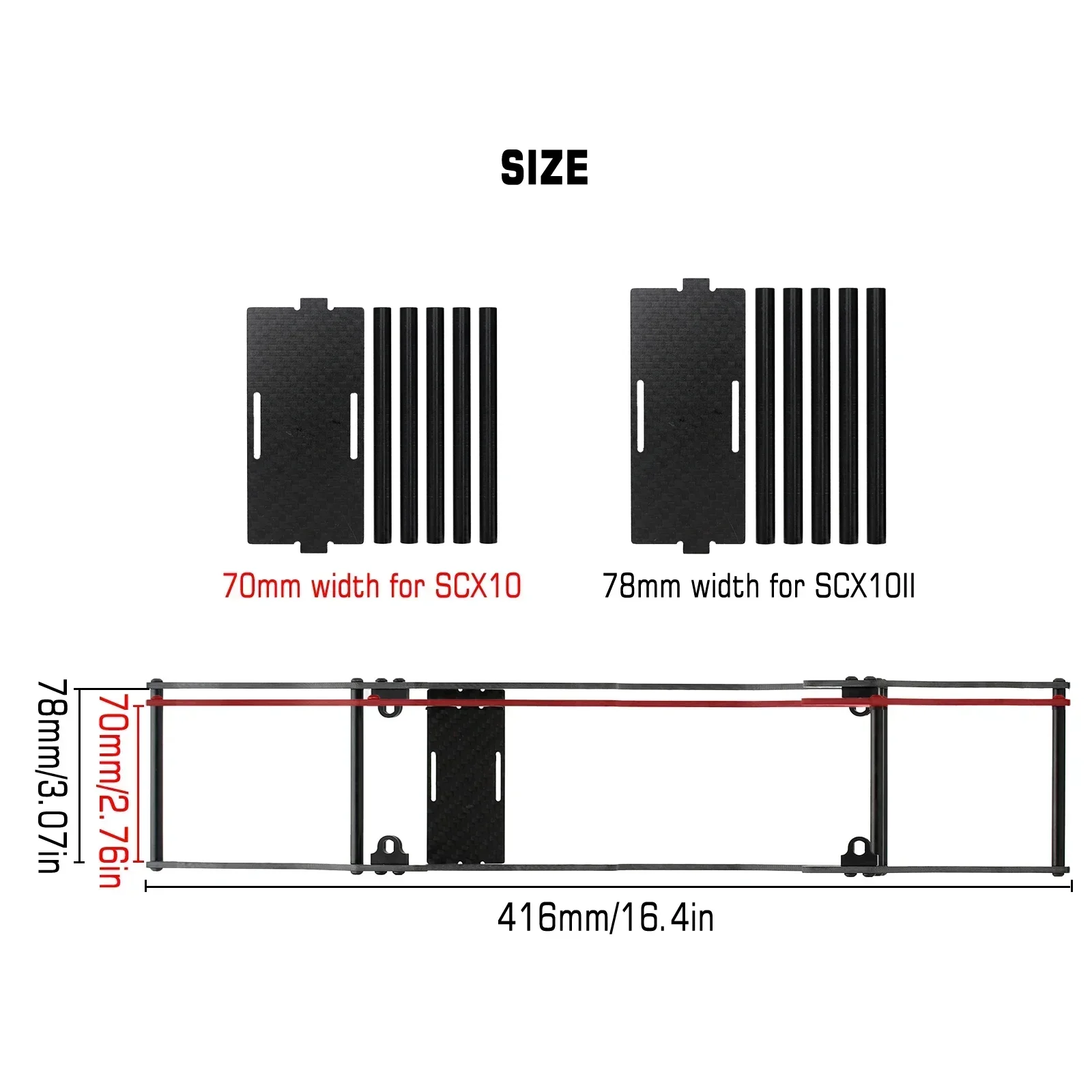 INJORA LCG カーボンファイバーシャーシキットフレームガーダー 1/10