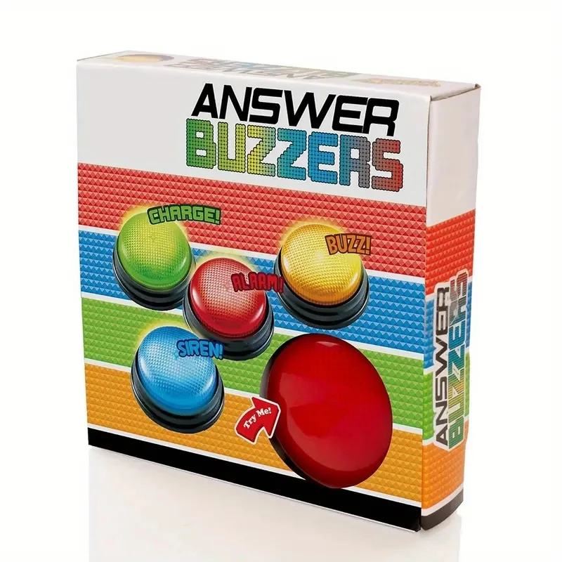 FUNNETOYU 4 Pulsadores Con Sonido Para Concursos Y Actividades Educativas – 9,2 Cm Cada Uno