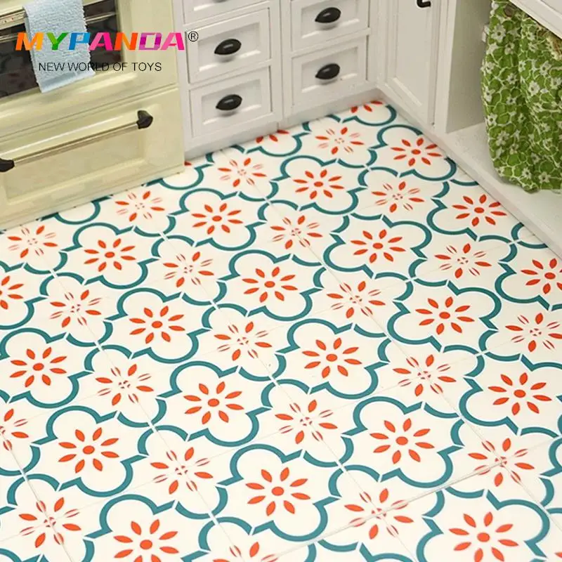 

Миниатюрные напольные обои 15*15 см для кукольного домика, Цветочная плитка, мебель для гостиной, столовой, ванной комнаты, декоративная игрушка