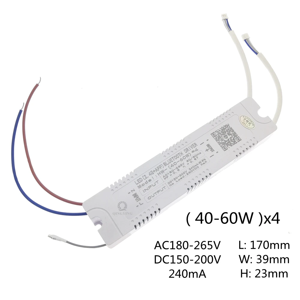 

2.4G RF Remote & App Intelligent LED Driver (36-50W)x4 (40-60W)x4 (40-60W)x6 240mA Ceiling Lamps And Chandeliers' Power Supply