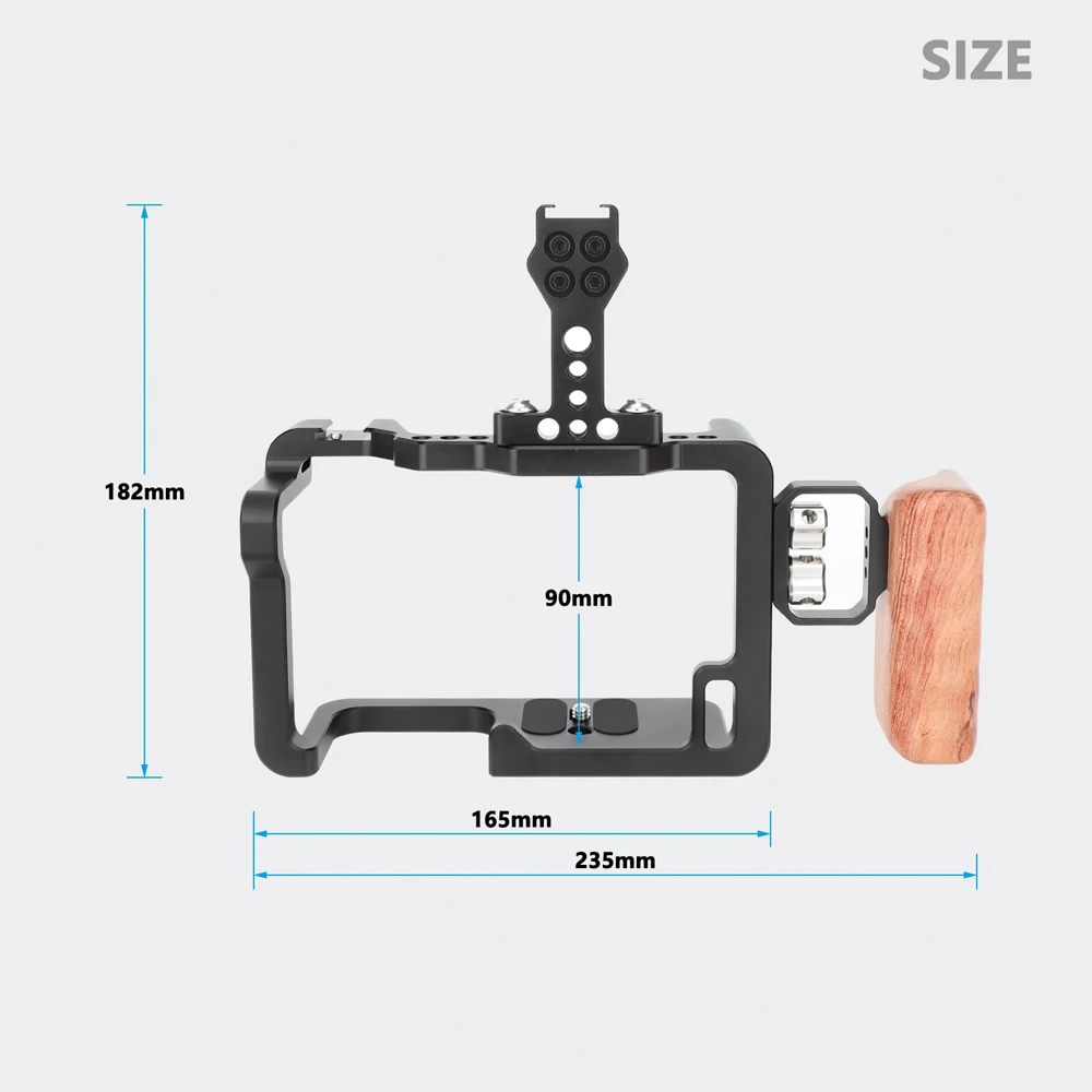 Full Camera Cage With Aluminum Top Cheese Handle & Left Wooden Handle Grip & Sho