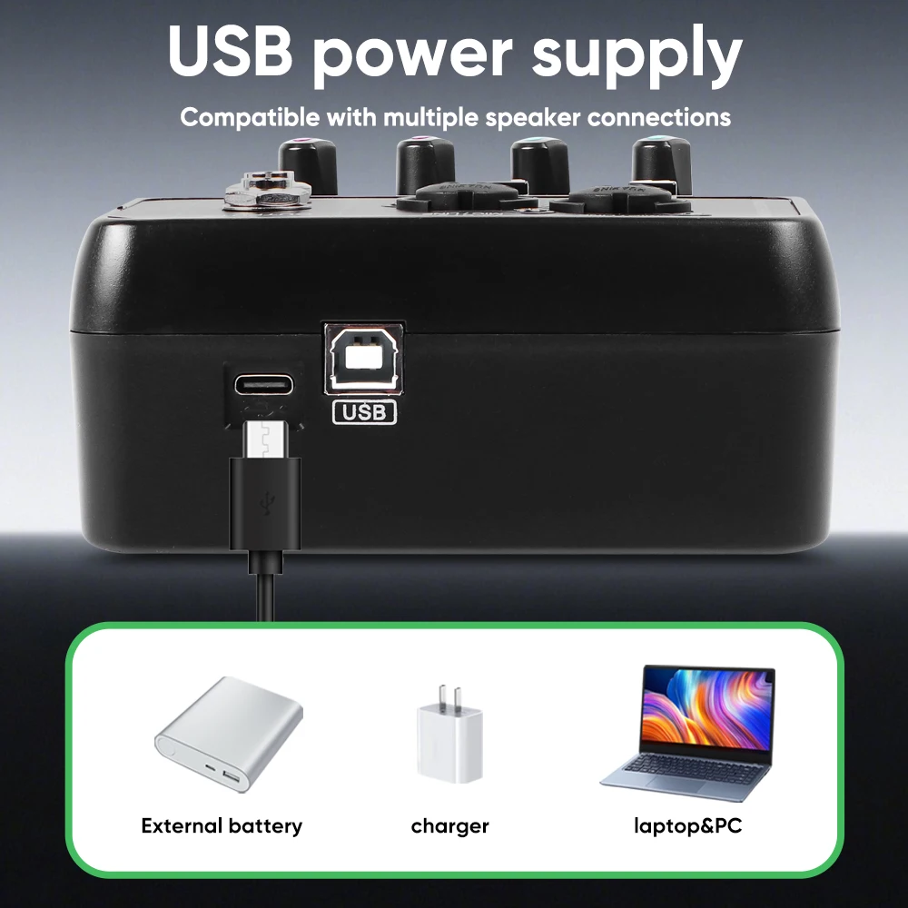 USB 믹서 G-MARK 오디오 믹싱 콘솔 2채널, 48V 32비트/96kHz 사운드 인터페이스, 라이브 레코딩 파티 DJ 스트리밍용