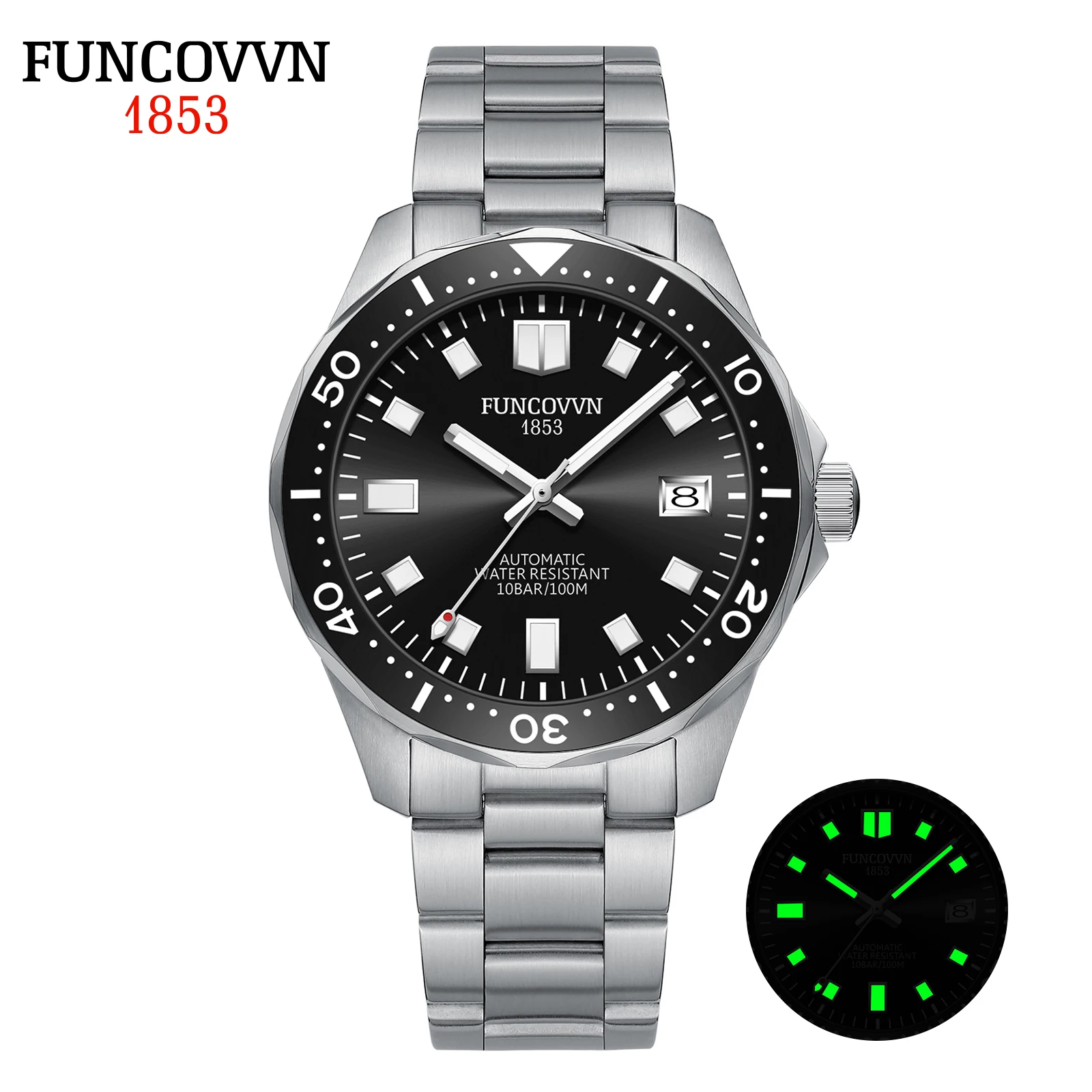 

2023 New FUNCOVVN Men Automatic Mechanical Watches NH35 Sapphire Stainless Steel AR Coating 10Bar Automatic Relogio Masculino