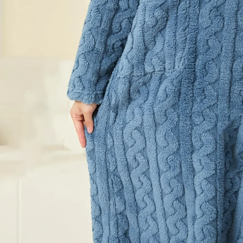 Thickened Warm Winter Pajamas Set for Women Flannel Long Sleeve Solid Striped Loungewear Plus Size Homewear Sleepwear Nightwear