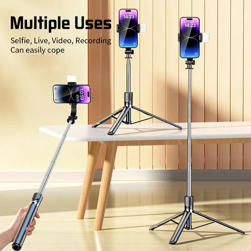 Selfie Stick 170CM Bluetooth Selfie Stick Wireless Phone Holder Tripod Portable Stretchable Holder Anti-Shake Stabilizer