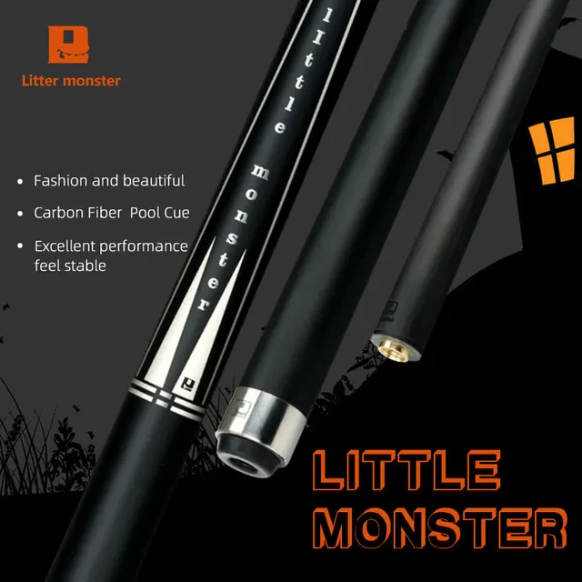 Little Monster Billiards Carbon Fiber Shaft, 12.4mm Tip, 1/2 Split Cue Uniloc Joint Pool Cue Stick, Carbon Fiber Technology Cue 1