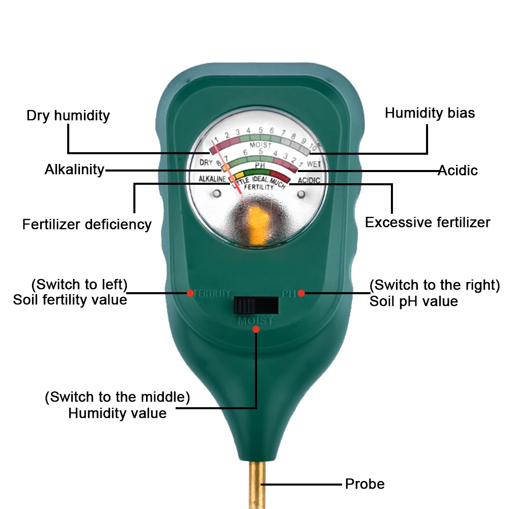 Plant Soil Moisture PH Meter Hygrometer Probe Watering Tester For Experiment Soil Moisture Analyzer Detector Measuring Tool soil moisture sensor soil tester soil moisture meter