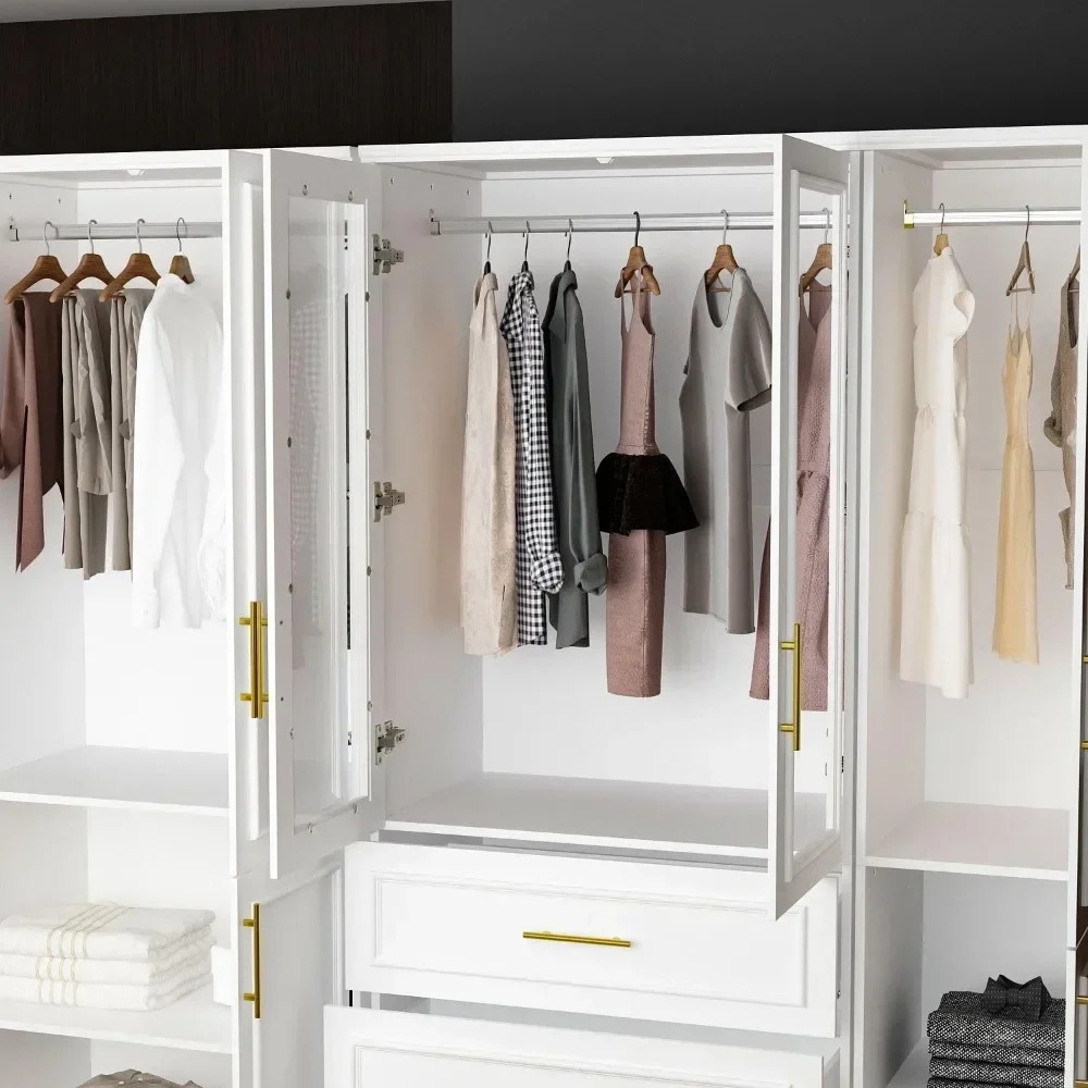 Armoire Wardrobe Closet Collection with Drawers & Hanging Rods, Closet Organizer, Armoire Wardrobes,Bedroom Funiture 4
