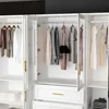 Armoire Wardrobe Closet Collection with Drawers & Hanging Rods, Closet Organizer, Armoire Wardrobes,Bedroom Funiture 4