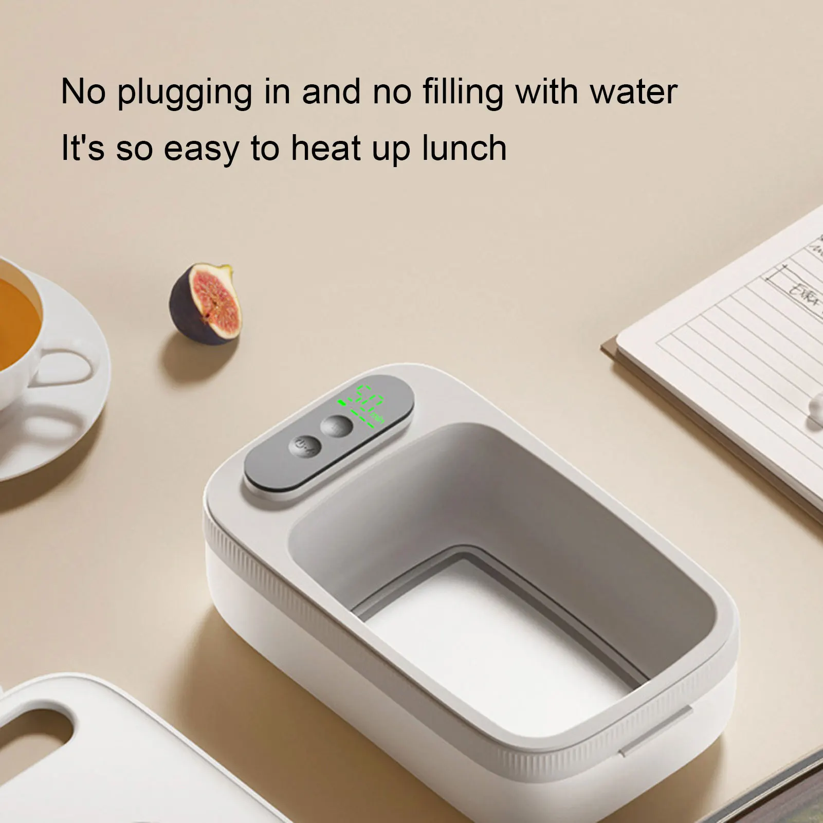 Heated Lunch Box Battery Powered 40W Lunch Box Food Heater Fast Heating Insulated Cordless 304 Stainless Steel for Picnic