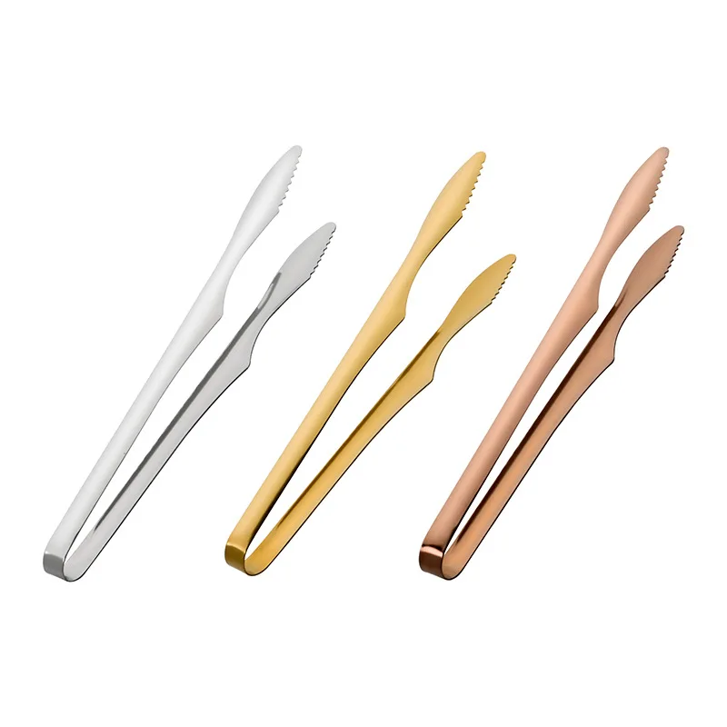 Stainless Steel Non-Slip Handle BBQ Tongs Cake Bread Clamp Steak Clip Kitchen Utensils