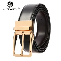 VATLTY New Men's Leather Belt Alloy Pin Buckle Gold Belt Natural Cowhide 130cm Silver Belt Trousers Reversible Girdles for Male