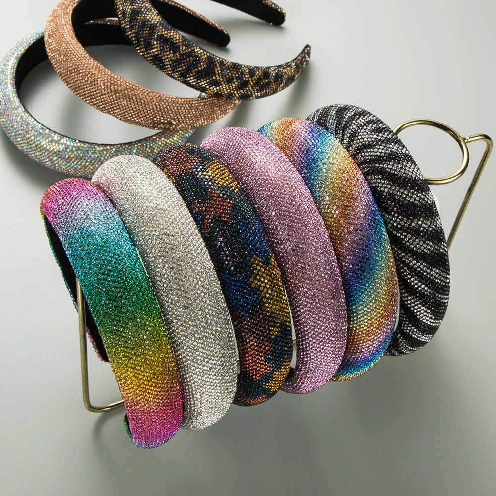 Korean Fashion L Rhinestone Headband Simple and Elegant Rainbow Mesh Red Headband with Crystal
