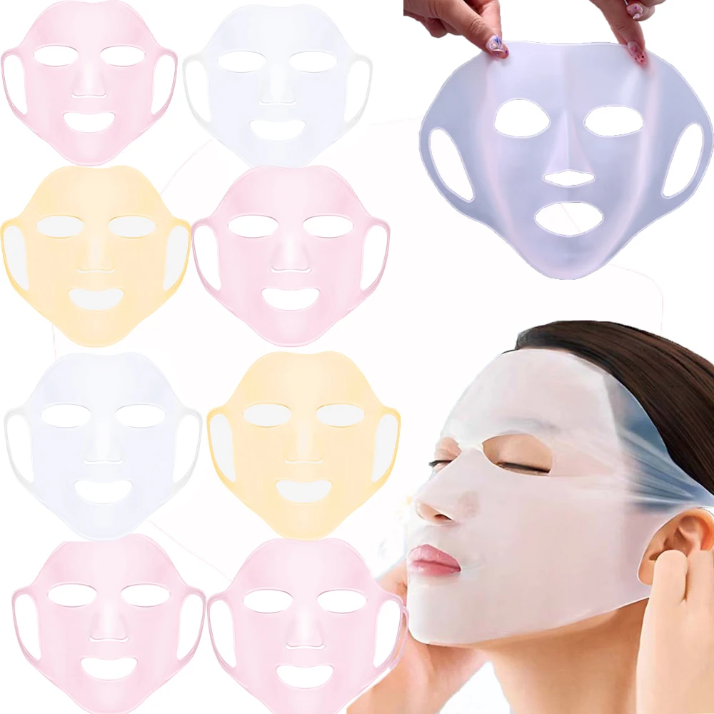 

Reusable Silicone Facial Mask Cover Ear Hanging Anti-aging Moisturizing Face Shield Double Absorption Anti Evaporation Skin Care