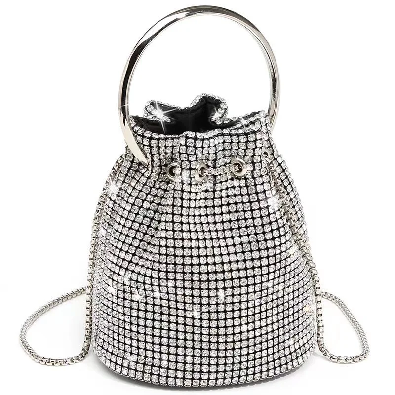 Borsa da donna 2024 nuove borse a secchiello borsa da donna con diamanti intarsiati cena di moda donna borse firmate a spalla singola di lusso