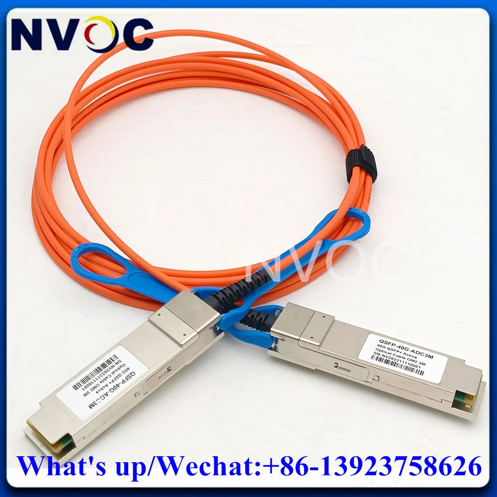 Cavo Aoc 40G Om2 3M, 40Gb Qsfp A Qsfp + Modulo Mpo Qsfp Attivo 3Mts Om3 Aqua Fiber Per Switch Intel,Cisco,Mikrotik