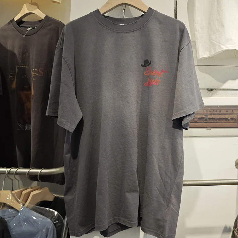 

SAINT LOUIS Oversized Retro Casual Sports Short Sleeved T-shirt, Summer Retro Round Neck Denim Style Short Sleeved T-shirt