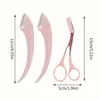 3-Piece Eyebrow Trimmer Set, Precise Curved Razor And Scissors With Comb, Professional Grooming Tool For Women Eyebrow Trimmer 2