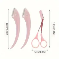 3-Piece Eyebrow Trimmer Set, Precise Curved Razor And Scissors With Comb, Professional Grooming Tool For Women Eyebrow Trimmer 2