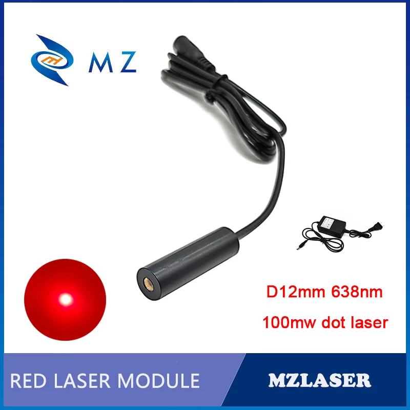 

Red Dot Laser Module D12x40mm 638nm 100mw Single-Mode With Adapter Supply Industrial Grade For Positioning